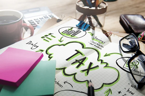 Workplace table with office tools — Stock Photo, Image