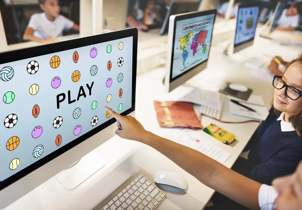 Pupils in computer classroom — Stock Photo, Image