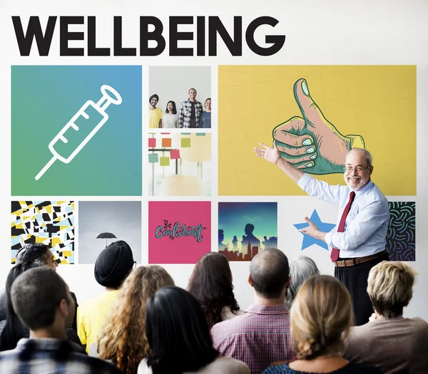 People at seminar with Wellbeing — Stock Photo, Image