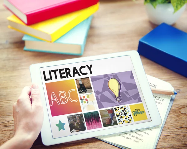 Digital Tablet with Literacy Concept — Stock Photo, Image