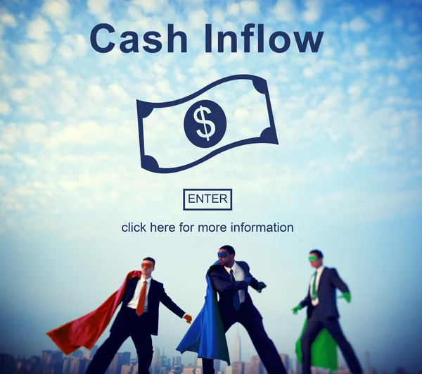 Drie superhelden en Cash Concept — Stockfoto