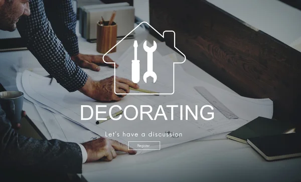 Colleagues discussing and Decorating — Stock Photo, Image