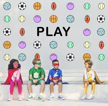 Mutlu cherful süper kahraman çocuklar