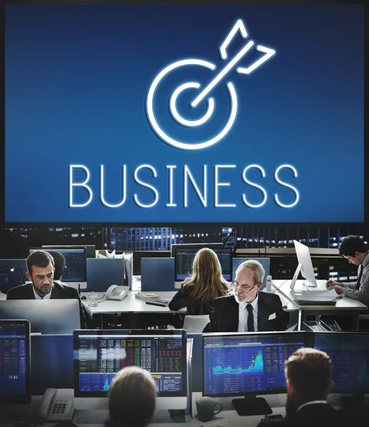 Pessoas de negócios que trabalham e Metas — Fotografia de Stock