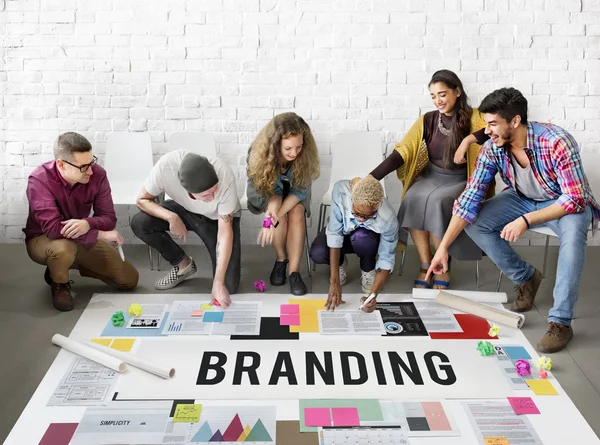 People drawing banner on floor — Stock Photo, Image