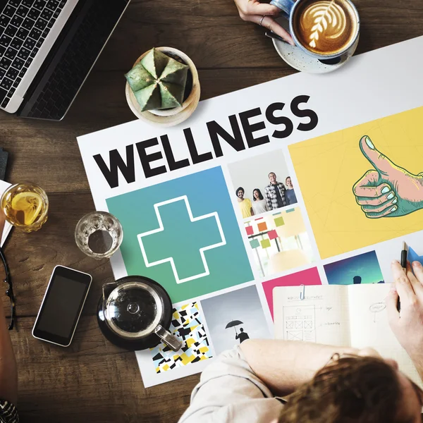 Tabulka s plakát s wellness — Stock fotografie