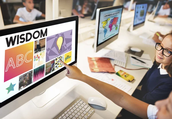 Pupils in computer classroom — Stock Photo, Image