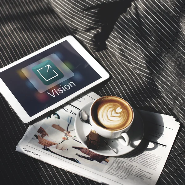 Coffee,newspaper and Digital Tablet — Stock Photo, Image
