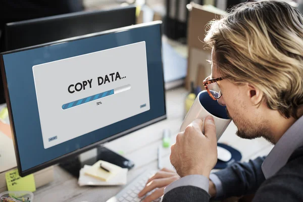 Businessman working on computer with Copy Data — Stock Photo, Image