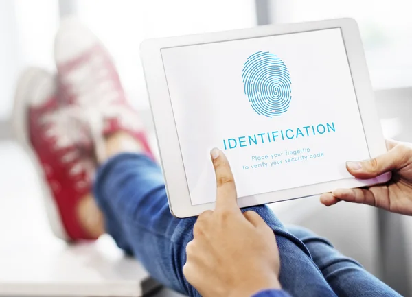 Person with digital tablet in hands — Stock Photo, Image