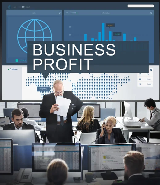 Trabalhadores de negócios e lucro empresarial — Fotografia de Stock