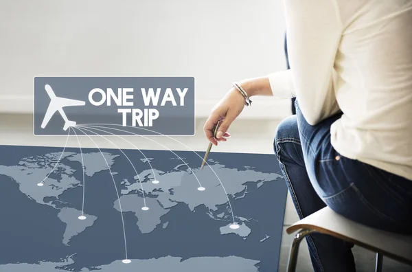 Affisch med One Way Trip koncept — Stockfoto