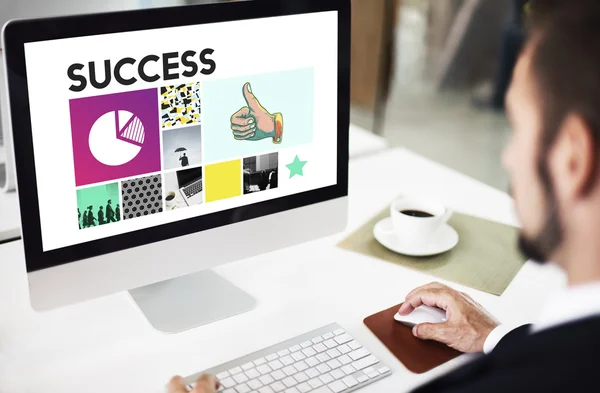 Computer with Success on monitor — Stock Photo, Image