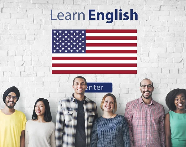 Diversity people with Learn English — Stock Photo, Image
