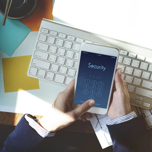 Man hands holding mobile — Stock Photo, Image