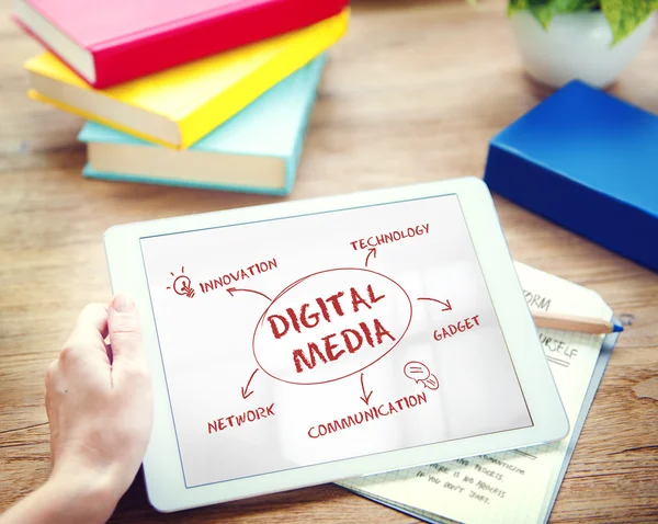 Person holding digital tablet — Stock Photo, Image