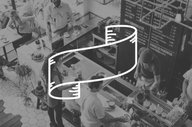 insanlar kafe ve afiş