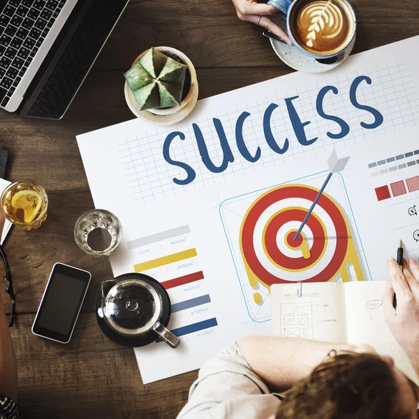 Table with poster with Success — Stock Photo, Image