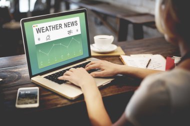 Kafede bilgisayar ile çalışan kadın