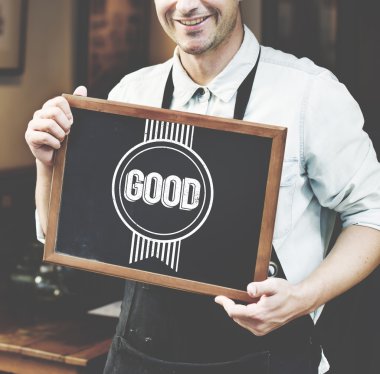 Barista ahşap bilgi kara tahta ile