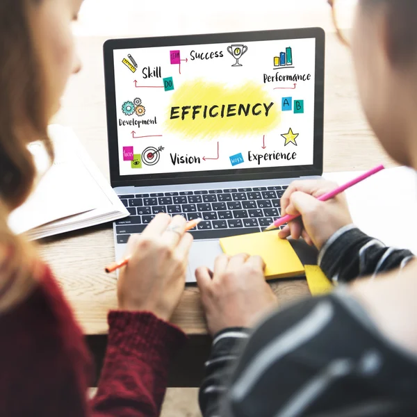 Girls working with laptop — Stock Photo, Image