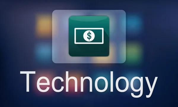 Ikona dolaru a technologický koncept — Stock fotografie