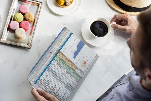 Man holding postcard — Stock Photo, Image