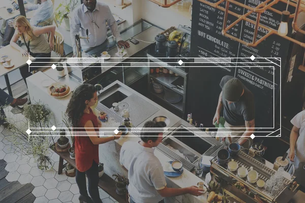 Personas en la cafetería y Concepto —  Fotos de Stock