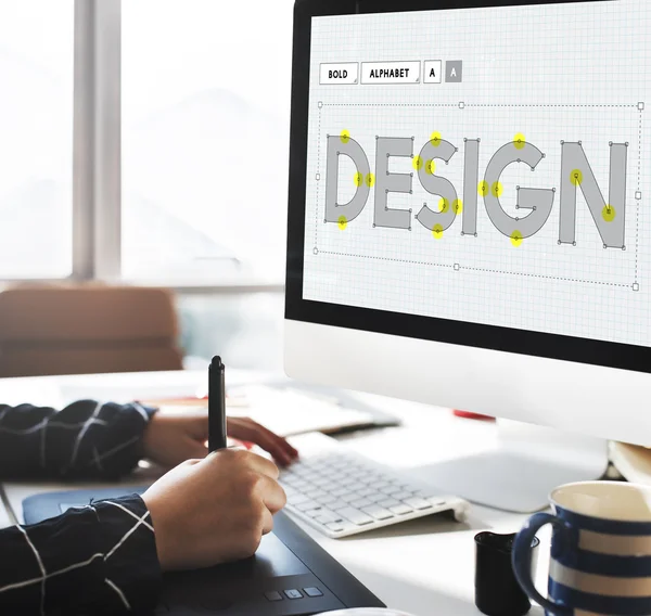 Designer drawing on design tablet — Stock Photo, Image