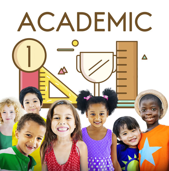 Cute diverse kids smiling