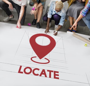 Kattaki insanlar çizim afiş