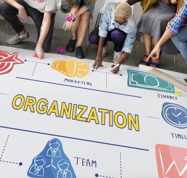 Kattaki insanlar çizim afiş