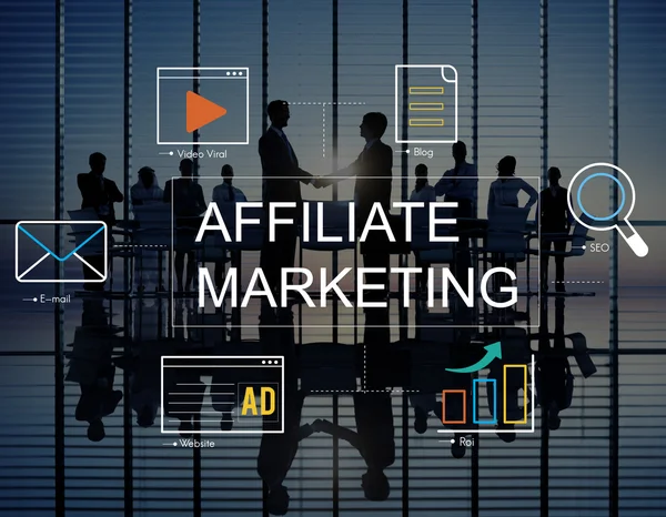 Üzletemberek és Affiliate Marketing koncepció — Stock Fotó