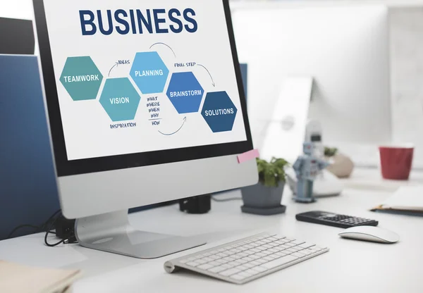 Computer monitor on table — Stock Photo, Image