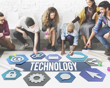 Kattaki insanlar çizim afiş