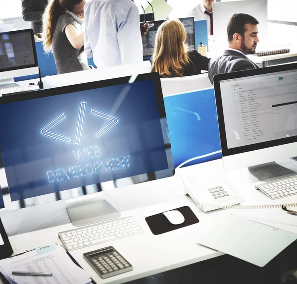 Computer monitors with Web Development — Stock Photo, Image