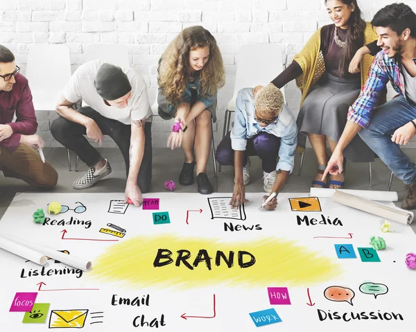 People drawing banner on floor — Stock Photo, Image