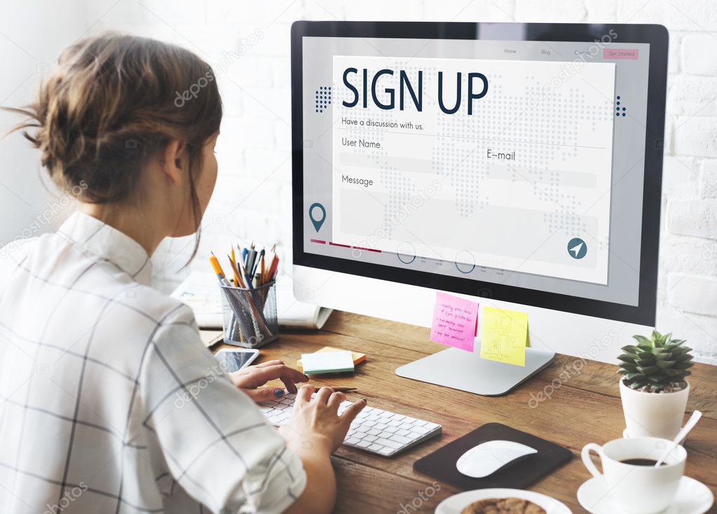 Girl typing on computer keyboard