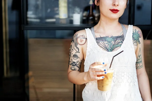 Beautiful Girl with Tattoo — Stock Photo, Image