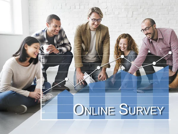 Designers working with poster and Online Survey — Stock Photo, Image