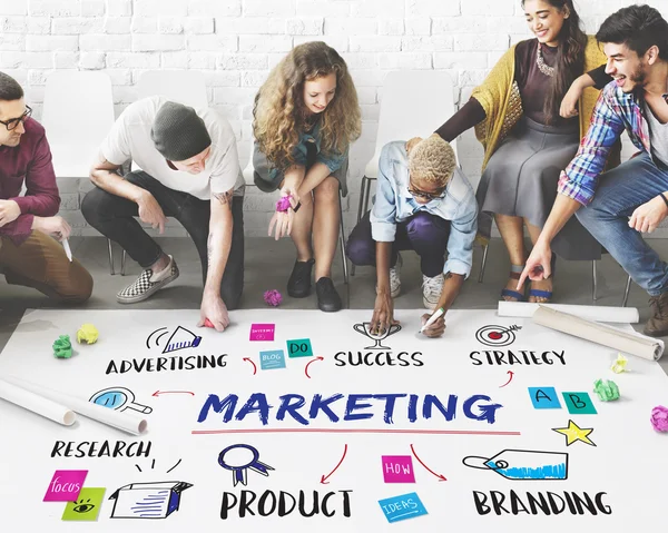 People drawing banner on floor — Stock Photo, Image