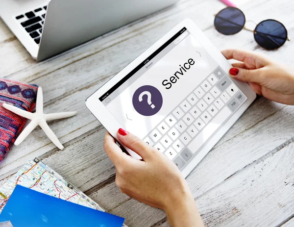 Woman hands holding digital tablet — Stock Photo, Image