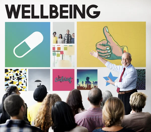 People at seminar with Wellbeing — Stock Photo, Image