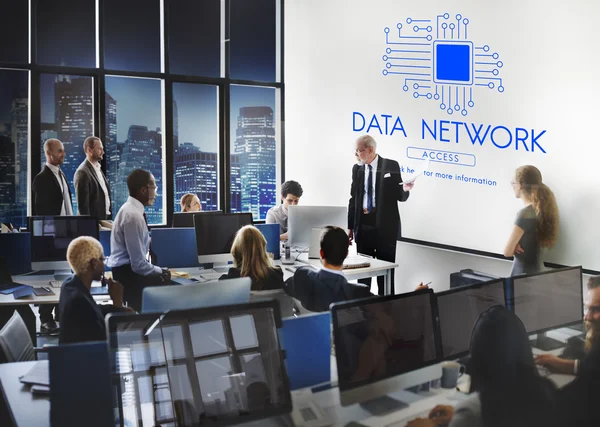 Business people working and Data Network — Stock Photo, Image