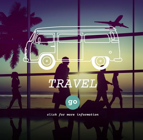 Silhouettes of people walking in airport — Stock Photo, Image