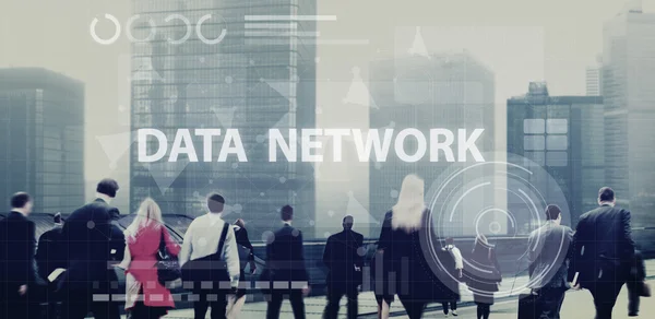 Affärsmän och Data nätverk koncept — Stockfoto