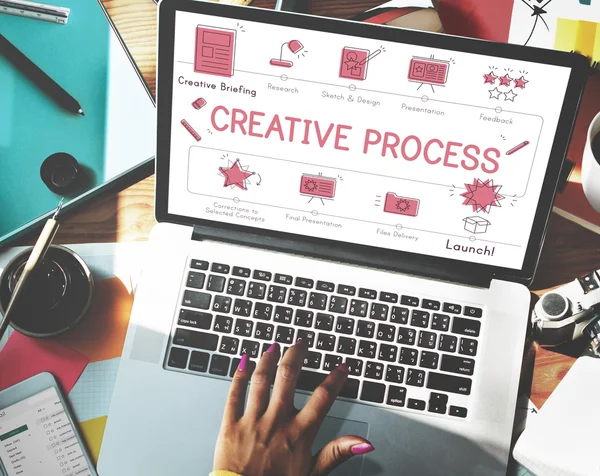 Woman working with laptop — Stock Photo, Image