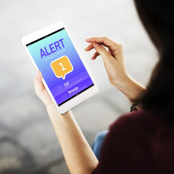 Woman browsing digital tablet — Stock Photo, Image