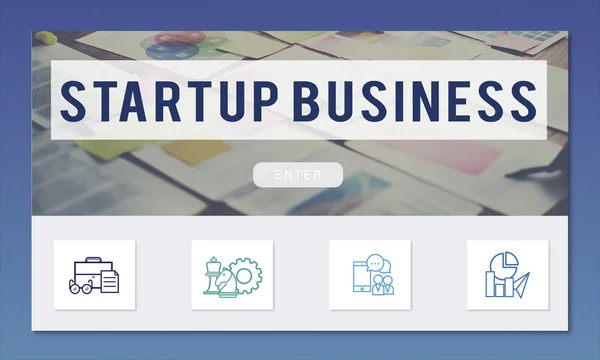 Banner creativo con texto StartUp Business — Foto de Stock