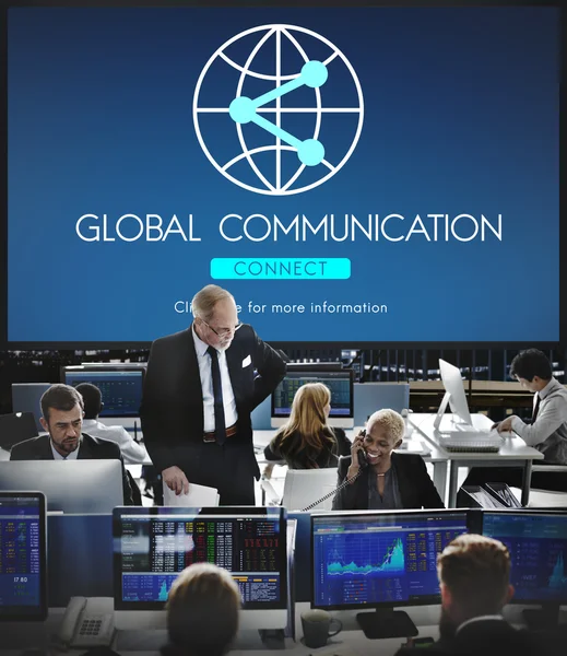 Werknemers van het bedrijf en Global Communication — Stockfoto